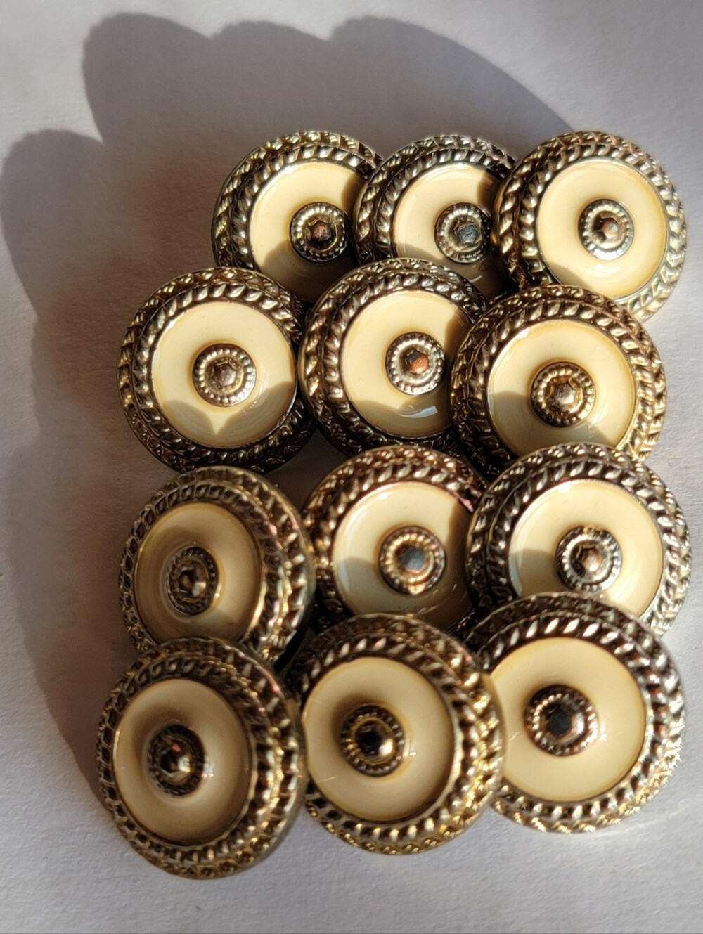 Gold-Tone Cream Center Decorative Buttons - Lot